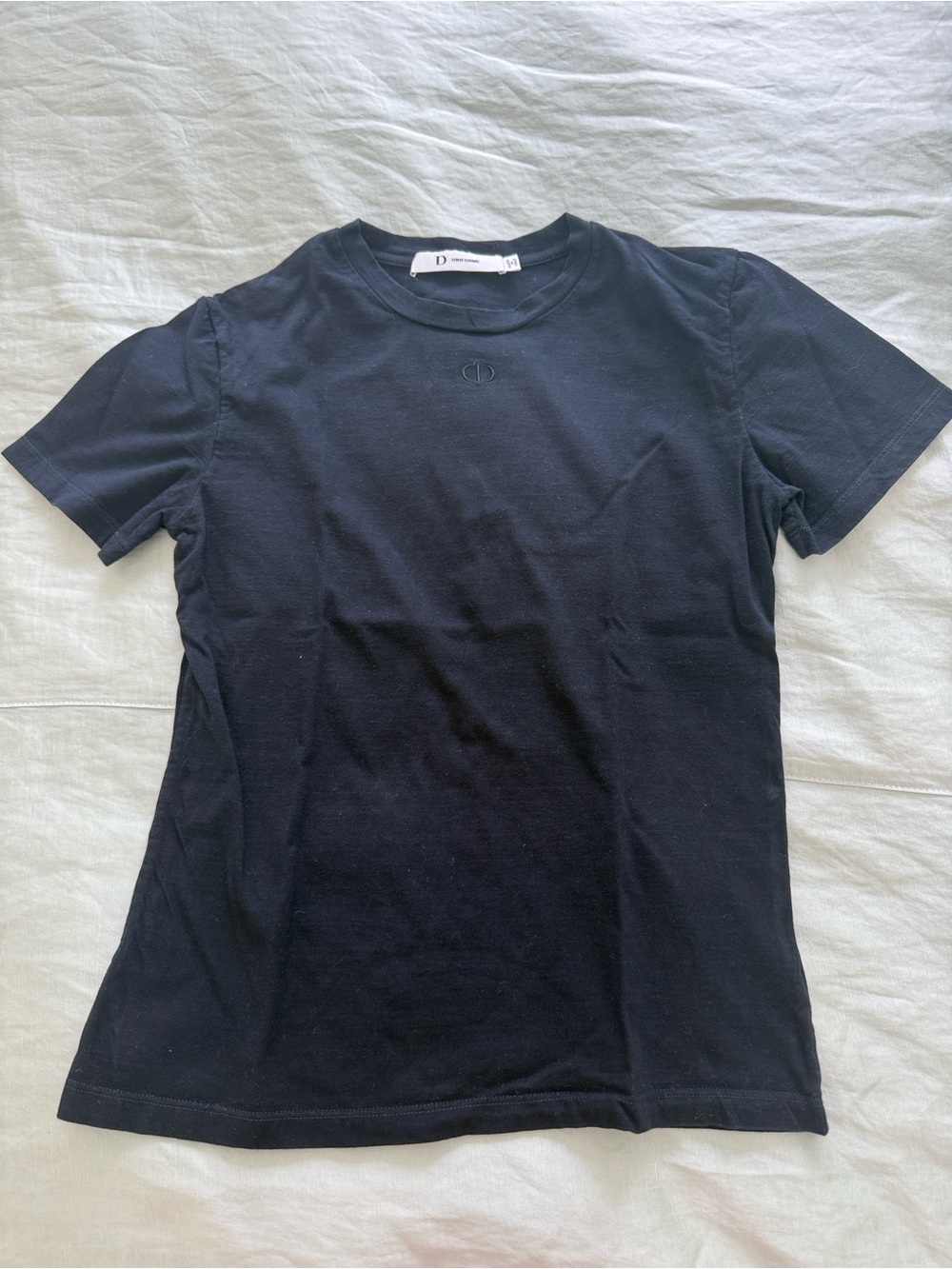 DIOR UNIFORME Black CD Embroidered Logo Crewneck Tee